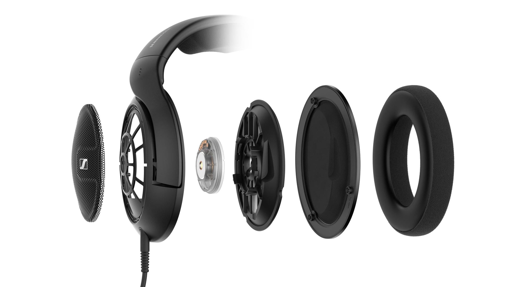 Sennheiser HD 560 S Audiophile Wired Headphones Dynamic Driver Exploded View Black